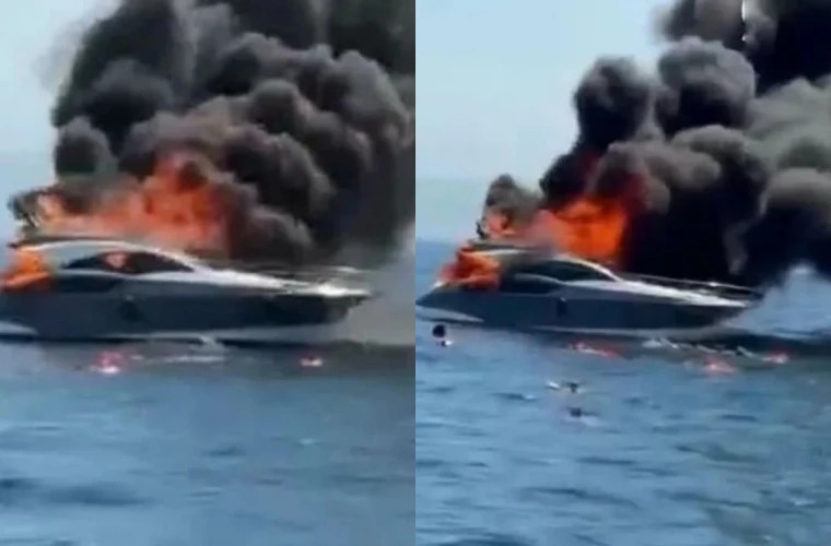 Пожар на катере произошел у побережья Кыналыада в Турции