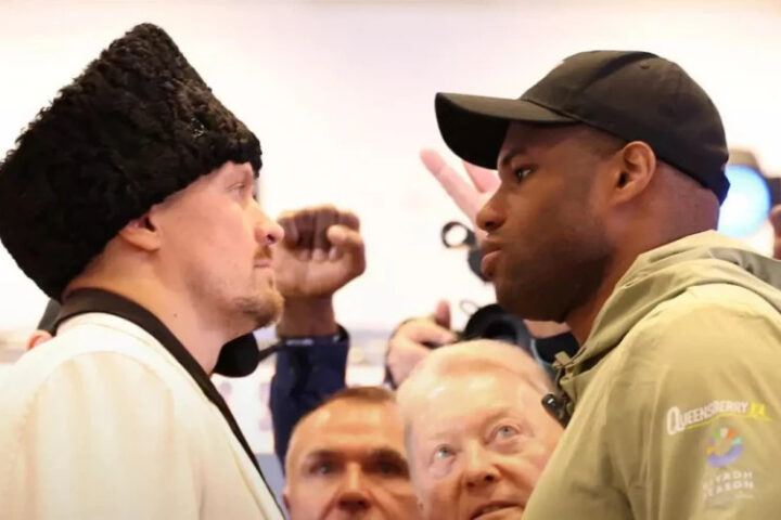 Усик и Дюбуа провели дуэль взглядов перед предстоящим реваншем