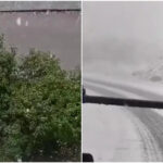 Первый снег выпал в Качканаре, Свердловская область, после сильного дождя
