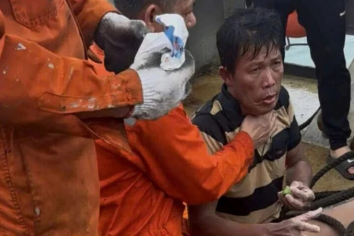 Спасение троих вьетнамцев, унесенных тайфуном Калмаеги, спустя 40 часов в море