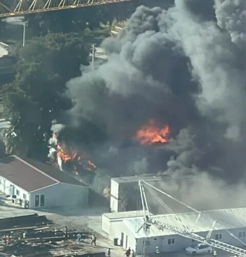 В Измире Турции начался сильный пожар в районе Байраклы