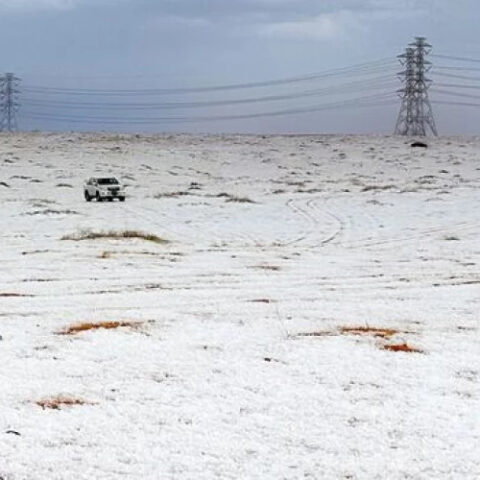 Снегопад покрыл пустынные регионы Саудовской Аравии, жители запечатлели редкое явление