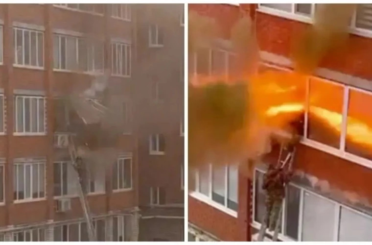 В Уральске пожарный чудом избежал гибели во время взрыва в жилом доме