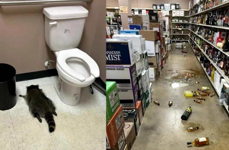 В Вирджинии енот разгромил алкомаркет и уснул в туалете