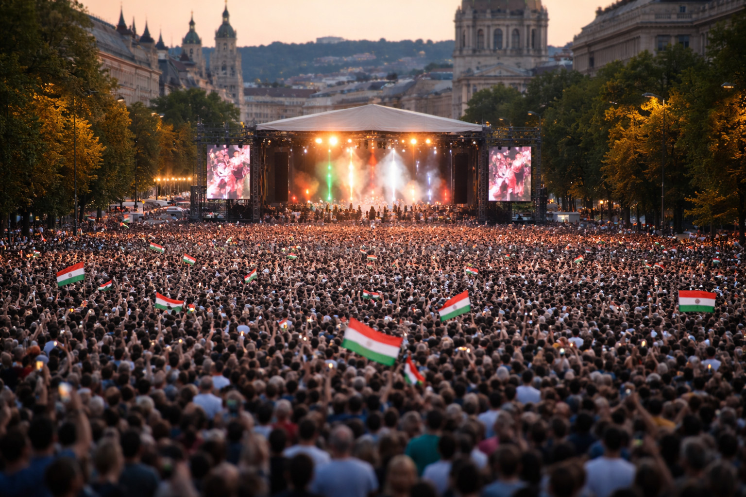 Более 100 тысяч человек на антиправительственном концерте в Будапеште перед выборами